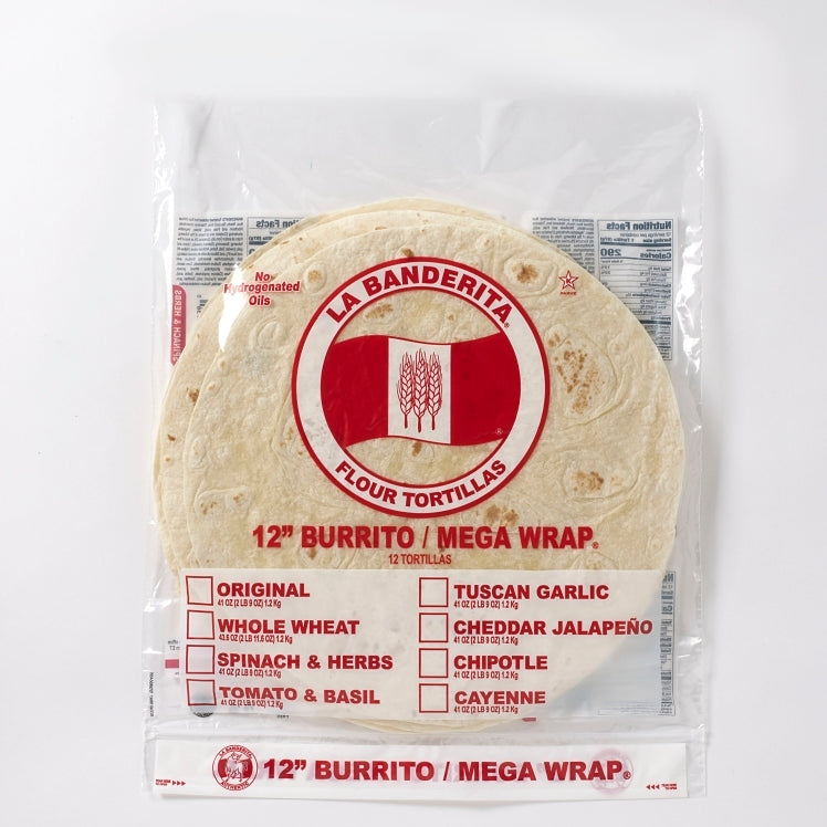 La Bandarita Flour Tortilla 12 inch - large burrito