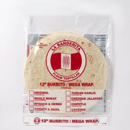 La Bandarita Flour Tortilla 12 inch - large burrito